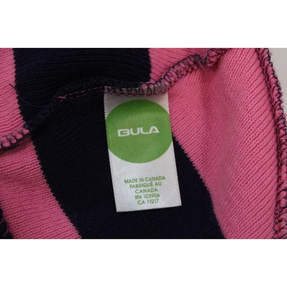 Bula Pink Blue‎ Striped Knit Winter Hat 100% Acrylic  made in Canada